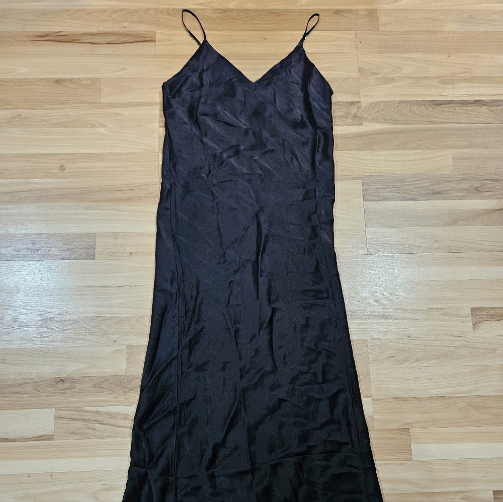 Black Satin Midi Dress